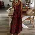 thumbnail image 4 of Dark Red and Black Damask Pattern Sleeveless Dress Long dress woman chic and elegant woman dress, 4 of 6