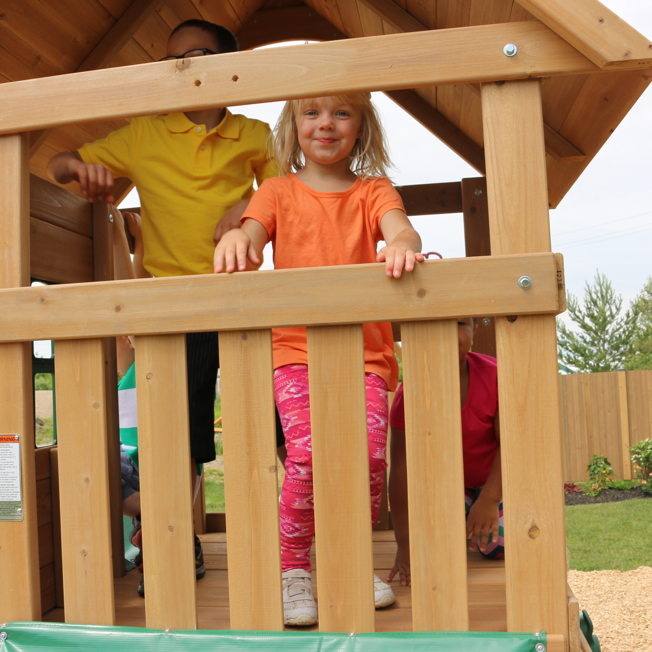 KidKraft Windale Wooden Swing Set / Playset with Clubhouse, Swings, Slide, Shaded Table and Bench - image 7 of 12
