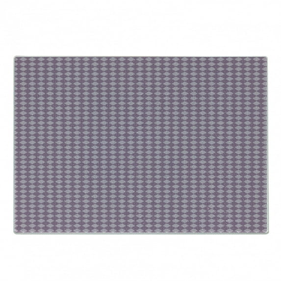 Abstract Cutting Board, Repetitive Pattern with Monotone Mystical Motif with Ornamental Rhombuses, Decorative Tempered Glass Cutting and Serving Board, in 3 Sizes, by Ambesonne