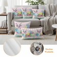 thumbnail image 6 of Easter Bunny Pillow Covers 2 Pack Colorful Eggs Pink Rose Flower Bow Rabbit Ear Pink Plaid Pillowcase Waterproof Outdoor Throw Pillow Cover for Patio Garden Square Cushion 24”x24”, 6 of 9