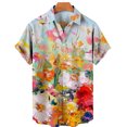 Oversized Shirt Hawaiian Beach Holiday Flower Painting Pattern Summer