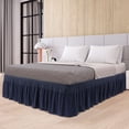 thumbnail image 1 of PiccoCasa Polyester Brushed Bed Skirt with Elastic Dust Ruffles 16" Drop, Full Navy Blue, 1 of 8