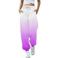 thumbnail image 1 of MIASHUI Pantalons de Jogging pour Filles Enfants Taille Élastique à Cordon Dégradé, Violet, 4-5 Ans, 1 of 5