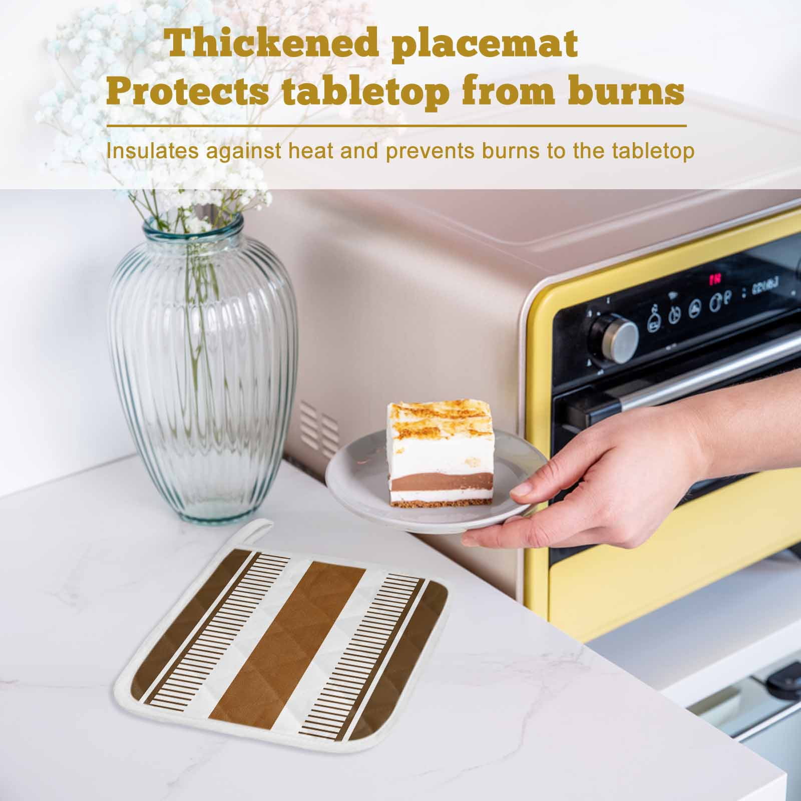 Modern Brown Pot Holders for Kitchen Heatproof Potholder, 3 Pack Boho Contemporary Geometric Striped Hot Pads Multipurpose Oven Pads Cloth Potholders Trivet for Cooking Baking