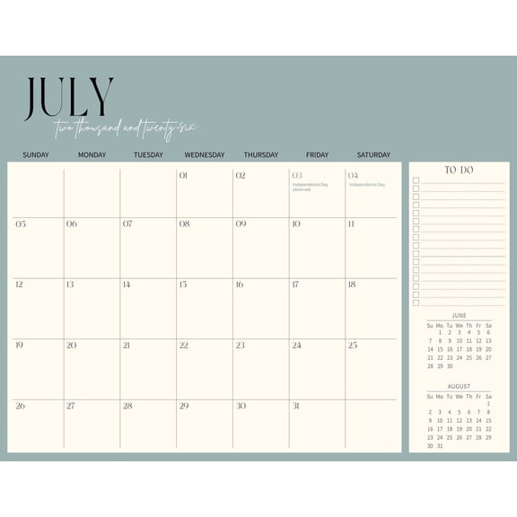 OuMuaMua Compact Desk Calendar, 18 month 14 x 11 inch Monthly Planner Jul 2026 to Dec 2027 Paper for Home Office Dorm