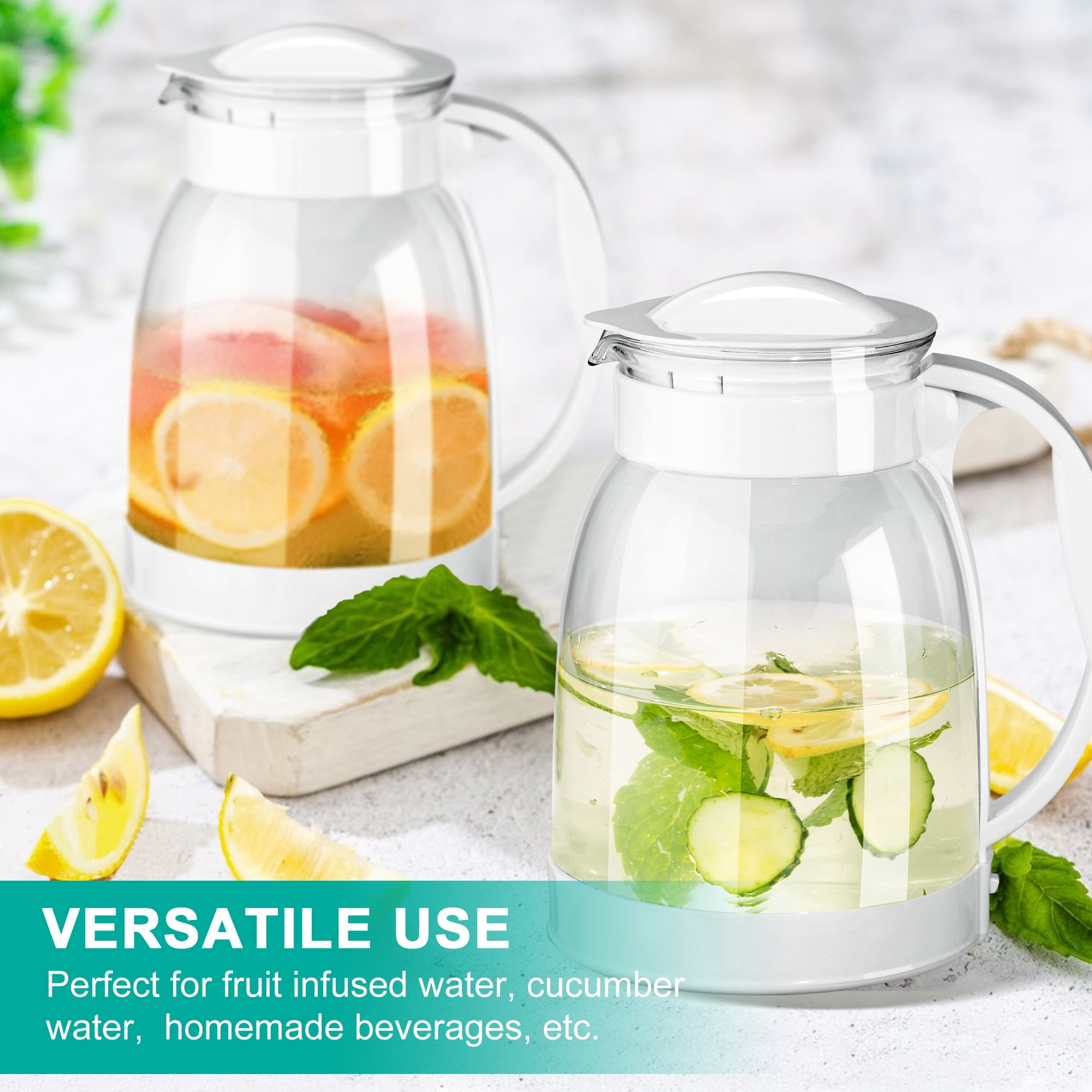 68oz Glass Pitcher with Lid (2 Lids) - Rectangle Beverage Serveware and  Storage Container for Hot or Cold. Kool Aid Lemonade Pitcher, Water