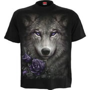 Spiral - WOLF ROSES - Front Print T-Shirt Black