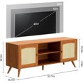 thumbnail image 2 of Brown Rattan TV Stand for 60 Inch TV, Wooden Mid Century Modern Entertainment Center with Natural Rattan Door, Boho Media TV Console for Living Room, 2 of 13