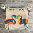 thumbnail image 3 of Ambesonne Flamingo Quilted Bedspread Set 3 Pcs, Valentines Funky Birds, Queen Size, Multicolor, 3 of 3