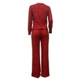 thumbnail image 4 of Puntoco Pants for women Women's Two-Piece Sequin-Embellished Set with Short Sleeve Top and Straight Pants Red 10(XL), 4 of 8