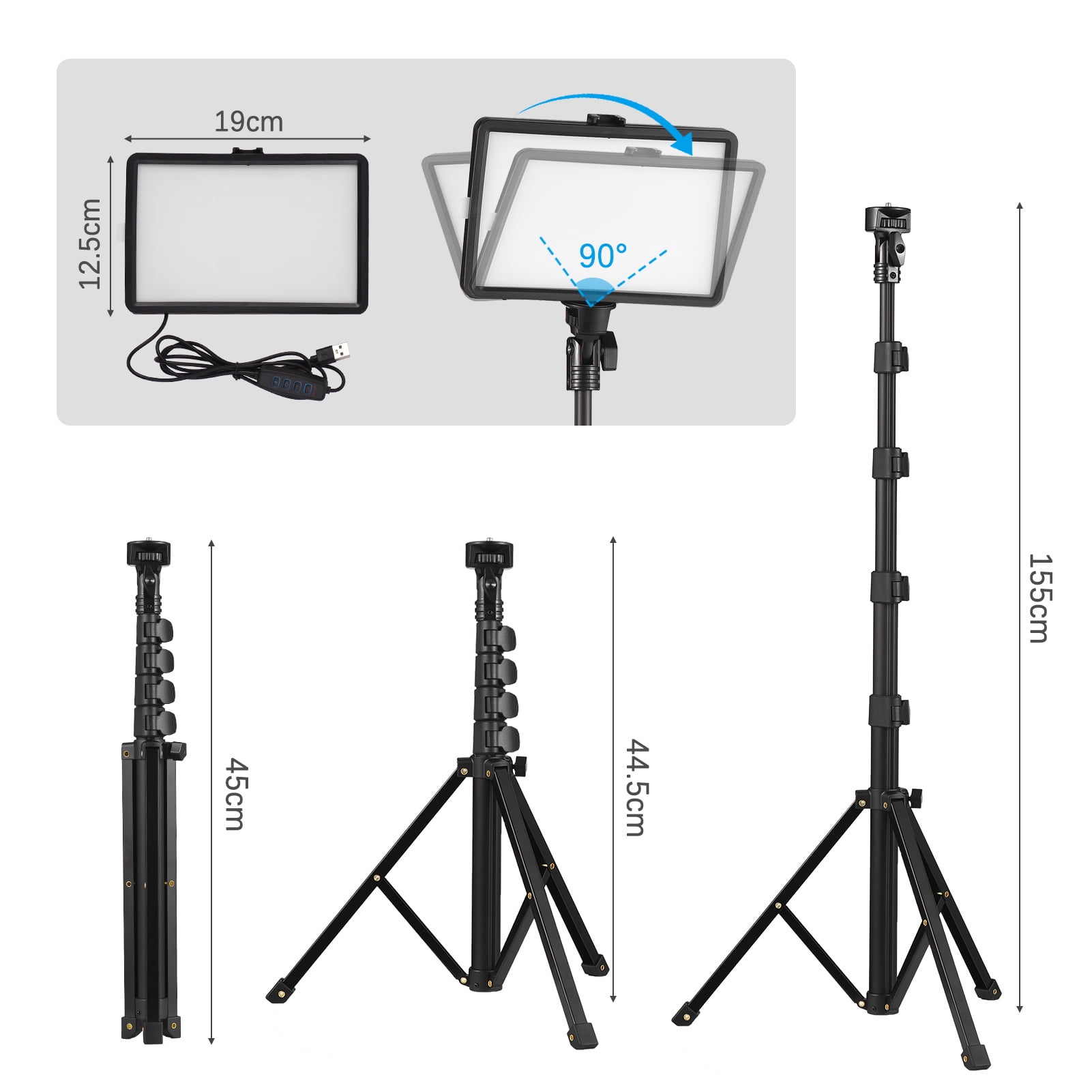 Light 2 Pack USB LED Video Lights Kit Bi-Color Temperature Fill Lights 10-Level Brightness With Light Stands Color Filters For Video Conference Lighting Live Streaming Video