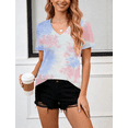 thumbnail image 6 of WQD Womens Short Sleeve V Neck T Shirts Casual Tie Dye Tops Loose Fit Basic Summer Tee Trendy Printed Blouse, 6 of 8