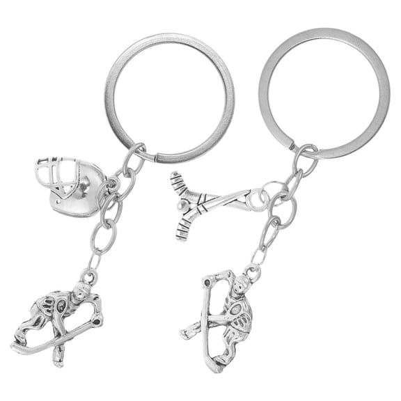 TINKSKY 2Pcs Sports Keychain Metal Silver Hockey Theme Teammates or