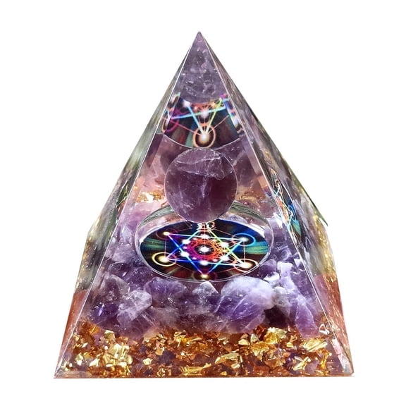 NEONWE Purple Crystal Pyramid, Natural Quartz Positive Energy Mini Figurine, Office Living Room Home Decoration