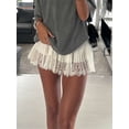 thumbnail image 2 of White Lace Trim Pleated Mini Skirt A-Line Flowy Half Slip Skirt Casual Streetwear, 2 of 8