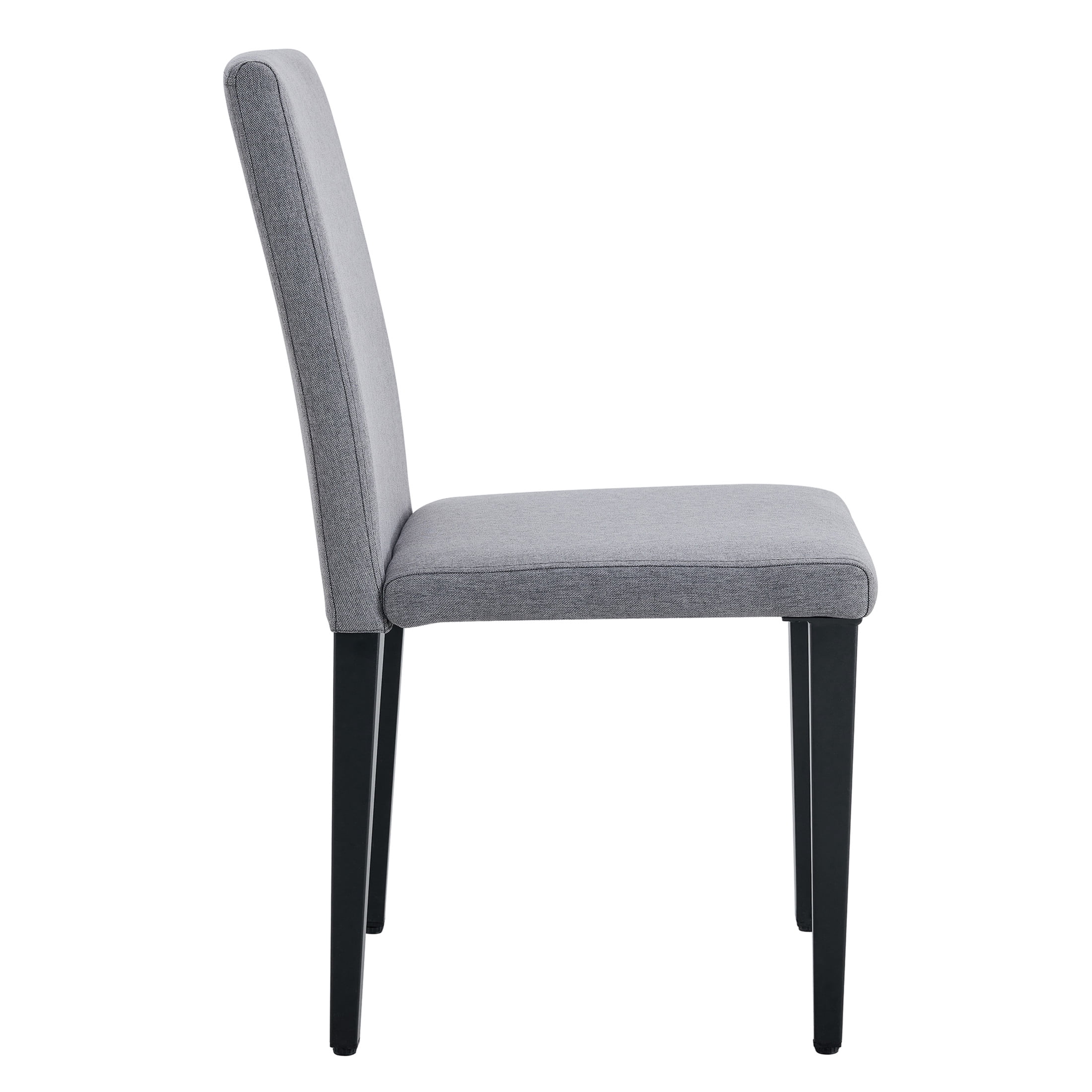 Noble House 35.4" Dining Chairs, Linen-Cotton Upholstered, Black Metal Legs, Breathable Comfort, Light Gray, Set of 4