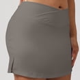 thumbnail image 5 of Tennis Skorts for Women Stretchy Cross Waist Mini Skirt Golf Athletic Running Side Slit Skirts Solid Color Trendy Womens Sport Skirts Dark Gray L, 5 of 6