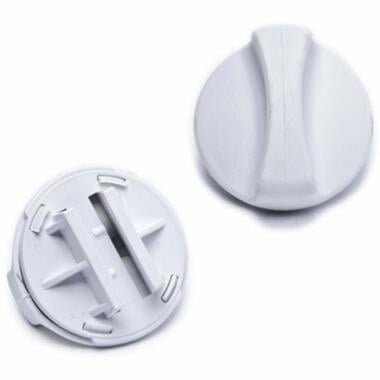 2186494W Filter Cap compatible with Whirlpool refrigerator, a white rounded accessory with a grooved grip and flat base featuring attachment slots for secure installation. Ideal for replacing part numbers WP2186494W, AP6006024, and others, this refrigerator accessory ensures proper water filter functionality.