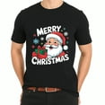 thumbnail image 3 of Christmas Santa Claus Merry Snowflakes Gift Print Holiday Party Wear Black Graphic T-Shirt for Men and Women, 3 of 4