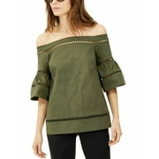 Michael Kors Women's Crochet Eyelet Trim Top Green Size Medium