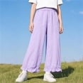thumbnail image 5 of Antinious Children Girls Solid Elastic Waist Multi Outer Pockets Ruffle Versatile Full Length Pants, 5 of 5