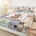 thumbnail image 4 of Castle Fairy Cute Plaid Patchwork Raccoon King Sheets 4pcs for Boys,Heart Star Mixed Check Bedding,Brown Beige White,1 Fitted Sheet, 1 Flat Sheet and 2 Pillowcases, 4 of 6