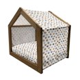 thumbnail image 2 of Cartoon Pet House, Happy Funny Kittens in Colorful Design Smiling Animals Eyes Print, Outdoor & Indoor Portable Dog Kennel with Pillow and Cover, 5 Sizes, Pale Orange and Pale Brown, by Ambesonne, 2 of 5