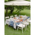 thumbnail image 4 of Outdoor Tablecloth with Umbrella Hole for Patio/Picnic/Party/Camping, Navy Blue Beige Starfish Waterproof Table Cloth Rectangle Table Cover Washable, Coastal Nautical Summer Coral Shell (52"x 70"), 4 of 8