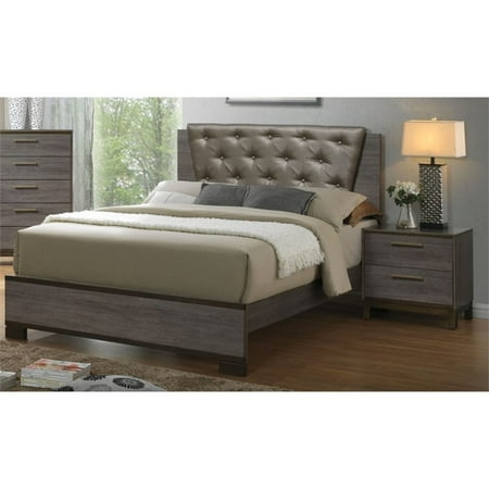 Furniture of America Charlsie 2 Piece Upholstered King Bedroom Set in Antique Gray