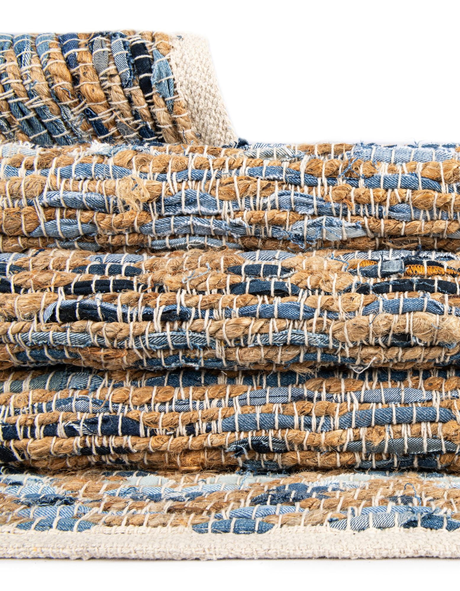 Unique Loom Chindi Jute Collection Area Rug (2' 2" x 6' 1" Runner Navy Blue)