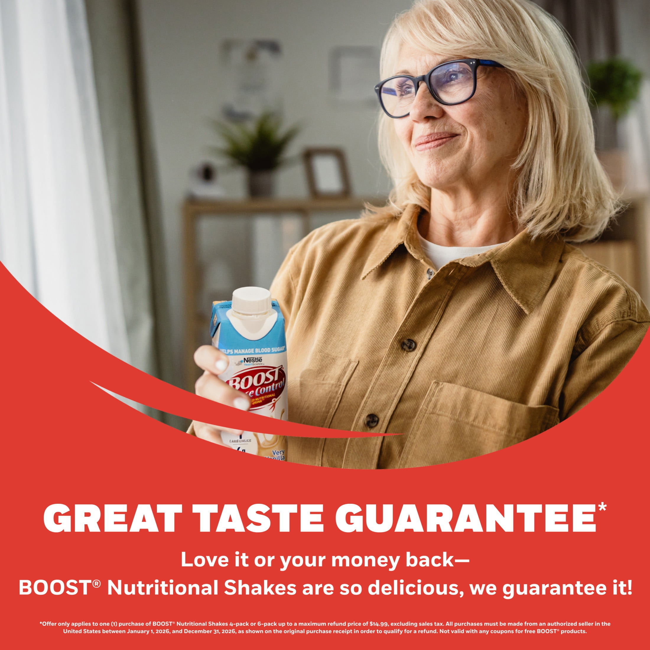 BOOST Glucose Control Nutritional Drink Protein Shakes, Rich Chocolate, 8 fl oz, 6 Pack
