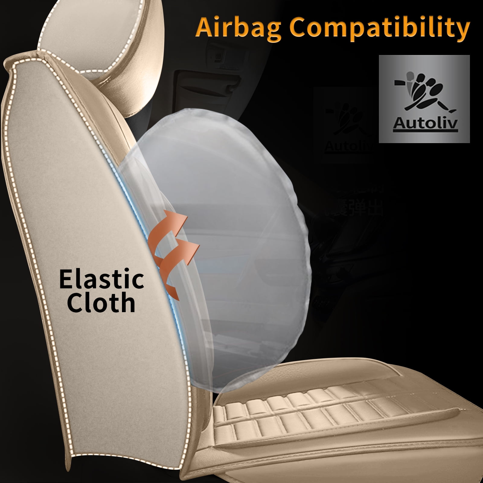 Jiamaoxin Car Seat Covers Fit for Ford F-150 2009-2025: 2PCS Front Seat Cover Waterproof Leather Vehicle Seat Cushion(2 Seats, Beige)