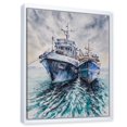 thumbnail image 2 of Designart Two Fishing Boats Before A Storm Anchored FLOAT FRAME WALL ART, 2 of 4