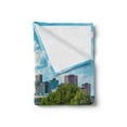 thumbnail image 2 of United States Soft Flannel Fleece Blanket, Hartford Connecticut USA Downtown Cityscape Aerial View Modern Life, Cozy Plush for Indoor and Outdoor Use, 70" x 90", Sky Blue Green Grey, by Ambesonne, 2 of 5