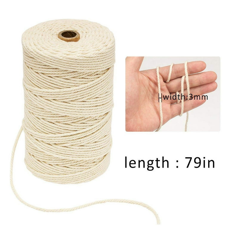 Dengmore Natural Macrame Cord 3mm x 218 Yards Cotton Macrame Cords Colored  Cotton Macrame Rope Craft Cord for DIY Crafts Knitting Plant Hangers