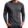 thumbnail image 2 of ZVAVZ Solid Long Sleeve T-Shirts for Men Ice Silk Crew Neck Athletic Tee Shirts Quick Dry Running Workout Tees Lightweight Stretchy Fitness Tops Black L, 2 of 9