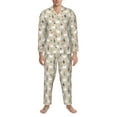 thumbnail image 3 of Salouo Cute Alpaca Print Button-Front Long Sleeve Pajama Set for Men, Soft 2Pjs Men's Long Sleeve Sleepwear-, 3 of 7