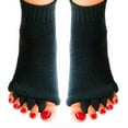 thumbnail image 2 of 2 Paires de Chaussettes de Sport Noires/ Bleues/ Rouges Roses Yoga à Cinq Orteils avec Alignement des Pieds, 2 of 9