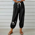thumbnail image 2 of VEKDONE Womens Linen Long Pants Black L, 2 of 6
