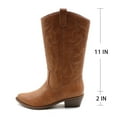 thumbnail image 2 of GJPBGK Women’s Western Mid-Calf Cowboy Boots Square Toe Pull-On Chunky Heel Boots PU Leather Wide Fit Riding Cowgirl Boots, 2 of 10