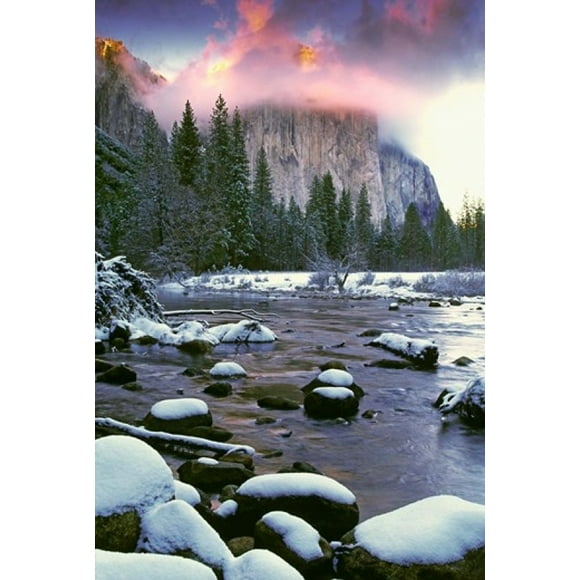 Winter snow, Merced River Poster Print by Jaynes Gallery (11 x 17)