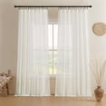 thumbnail image 1 of Cortinas transparentes Joydeco, color crema, 183 cm de largo, para sala de estar, 2 paneles, 1 of 8