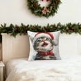 thumbnail image 2 of Christmas Pillow Cover 18x18in – Multicolor Linen Cushion with Watercolor Cat & Tree Print for Sofa, Bed, Window Holiday Home Decoration, 2 of 5