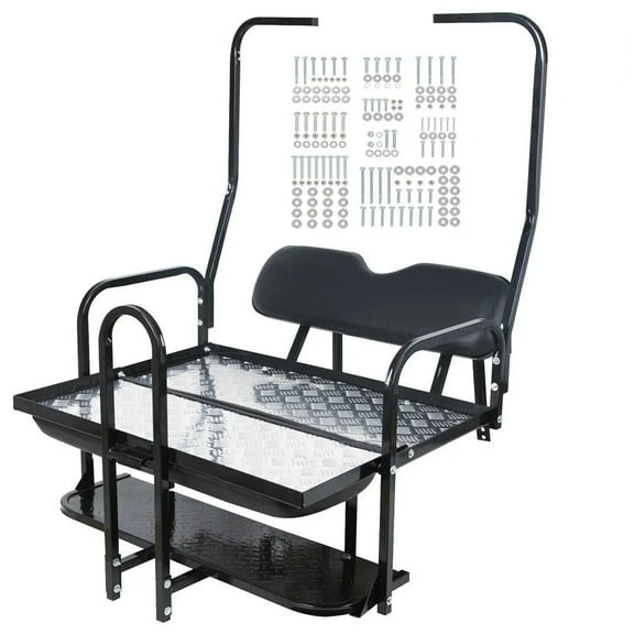 Universal Flip-Folding Rear Seat Kit for Golf Carts – Compatible with 1982-2000 Club Car DS Models, Includes Grab Bar & Mounting Hardware