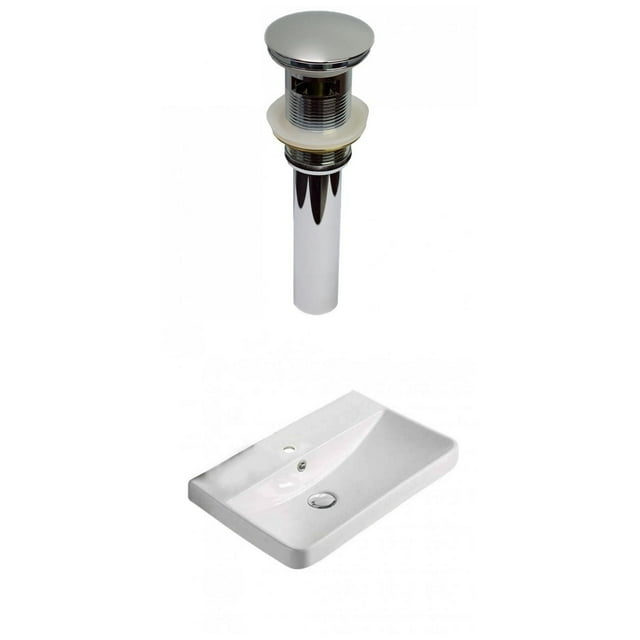 American Imaginations 19.88-in. W 1 Hole Ceramic Top Set In White Color - Overflow Drain Incl. AI-30718