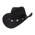 thumbnail image 2 of Sombrero de vaquero occidental, versátil, accesorio para disfraz de cosplay, sombrero de protección solar, Fedora Estilo B Negro, 2 of 9