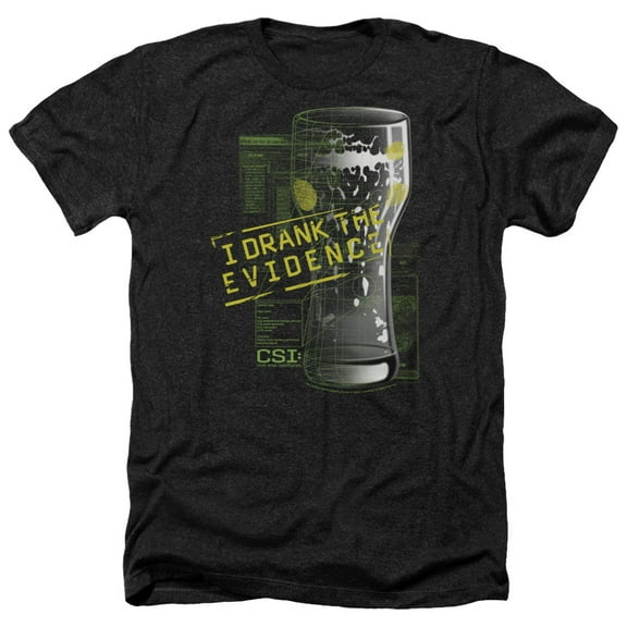Trevco CBS189-HA-2 CSI & I Drank the Evidence Adult Regular Fit Heather Short Sleeve T-Shirt, Black - Medium