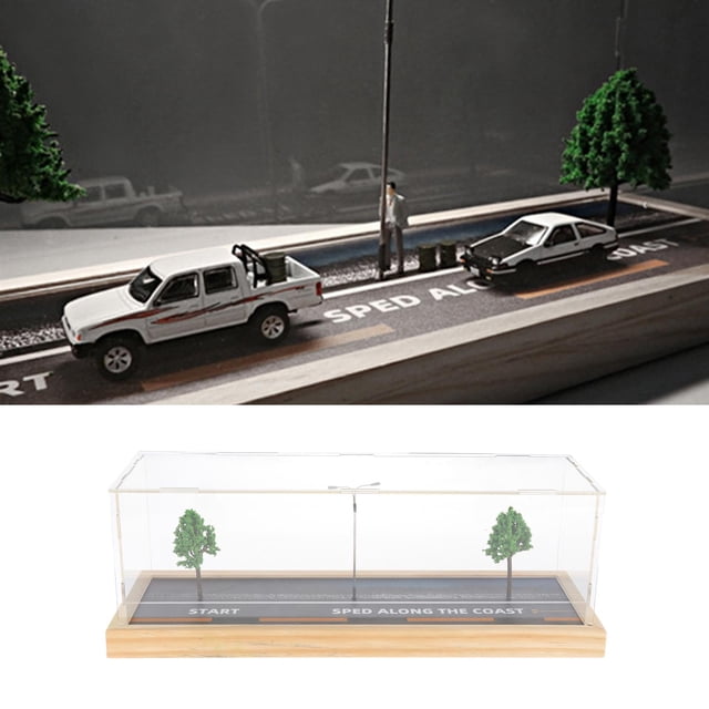 Vitrina acrílica a prueba de polvo, modelos de coches a , juguetes, cajas de protección de mostrador, contenedor organizador para Paisaje de carretera CUTICAT vitrina de acrílico