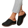 thumbnail image 3 of HTHLVMD Women's Embossed Mules, Closed Toe Slip On Shoes, Home Casual Shoes, Retro Leather Shoes, Closed Toe Clogs for Women Slip-On Mules: Comfortable Women's Mule & Clog, Black 5.5, 3 of 6