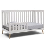 Delta Children Essex 4-in-1 Convertible Baby Crib, Bianca White/Natural Legs